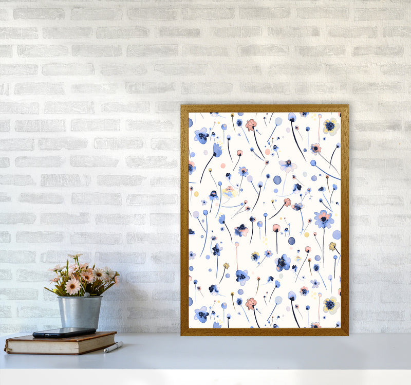 Blue Soft Flowers Abstract Art Print by Ninola Design A2 Print Only