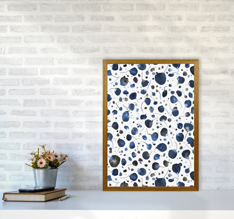 Flying Seeds Blue Abstract Art Print by Ninola Design A2 Print Only