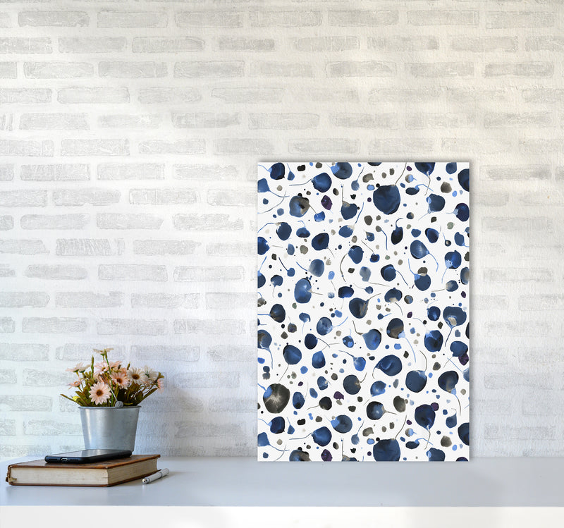 Flying Seeds Blue Abstract Art Print by Ninola Design A2 Black Frame