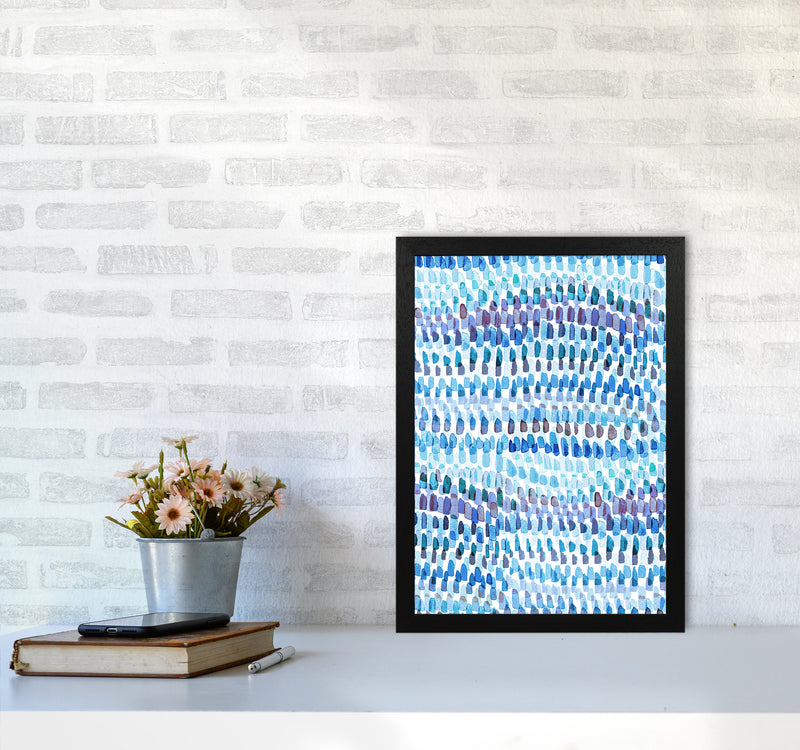 Artsy Strokes Stripes Colorful Blue Abstract Art Print by Ninola Design A3 White Frame