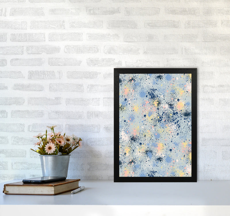 Ink Dust Blue Abstract Art Print by Ninola Design A3 White Frame