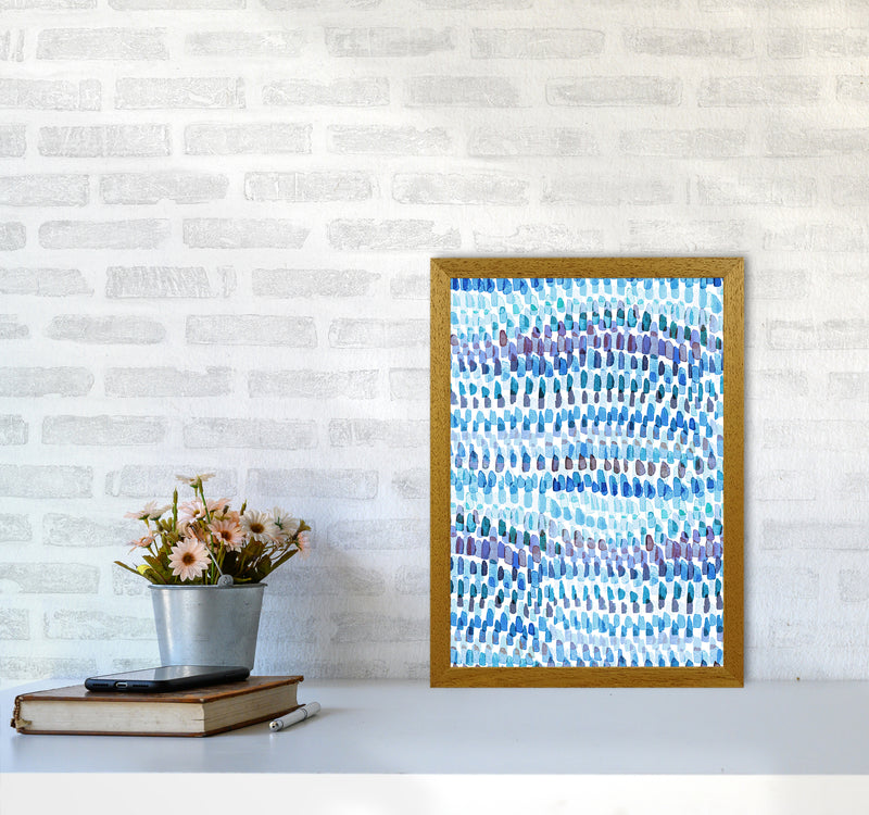 Artsy Strokes Stripes Colorful Blue Abstract Art Print by Ninola Design A3 Print Only