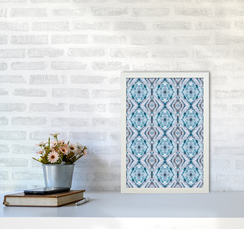 Boho Shibori Blue Abstract Art Print by Ninola Design A3 Oak Frame