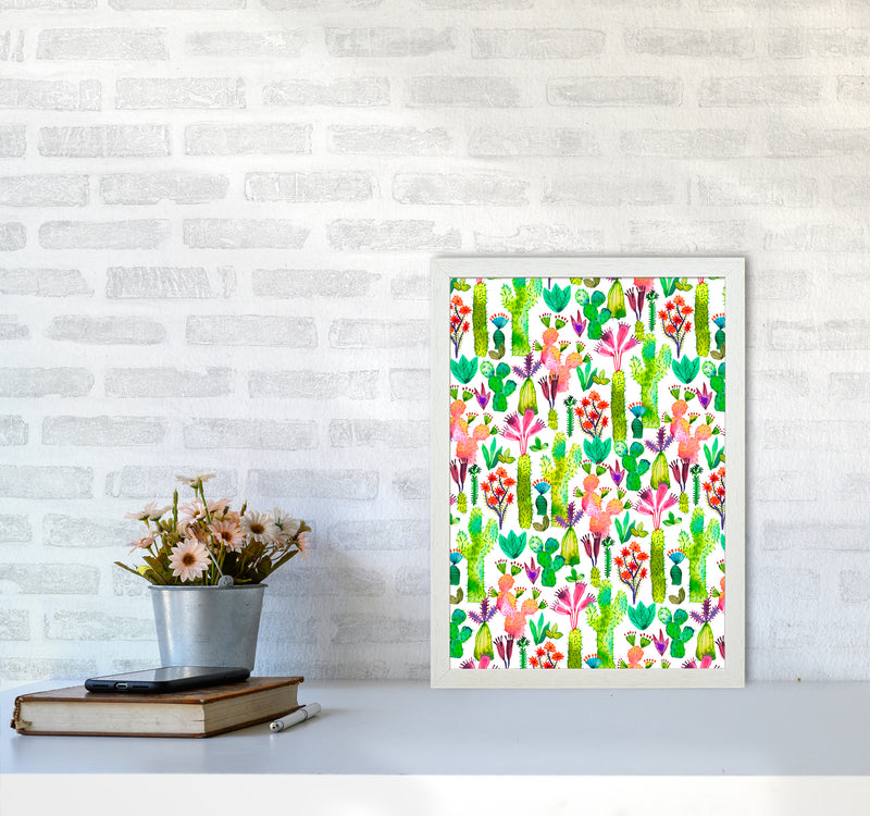 Cacti Garden Abstract Art Print by Ninola Design A3 Oak Frame