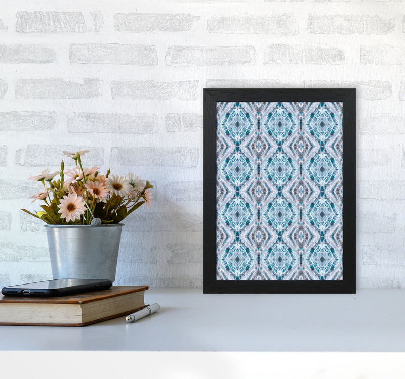 Boho Shibori Blue Abstract Art Print by Ninola Design A4 White Frame