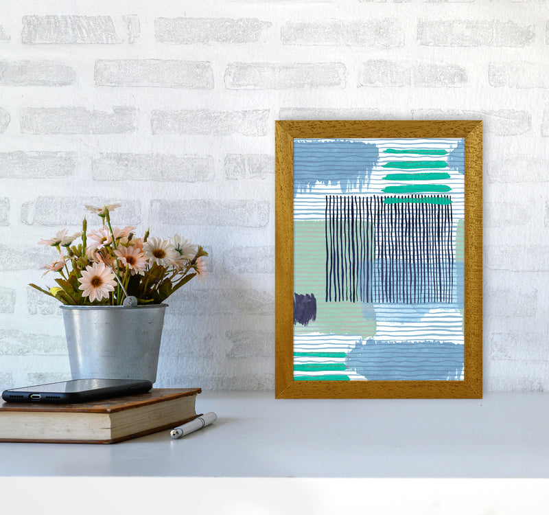 Abstract Striped Geo Green Abstract Art Print by Ninola Design A4 Print Only