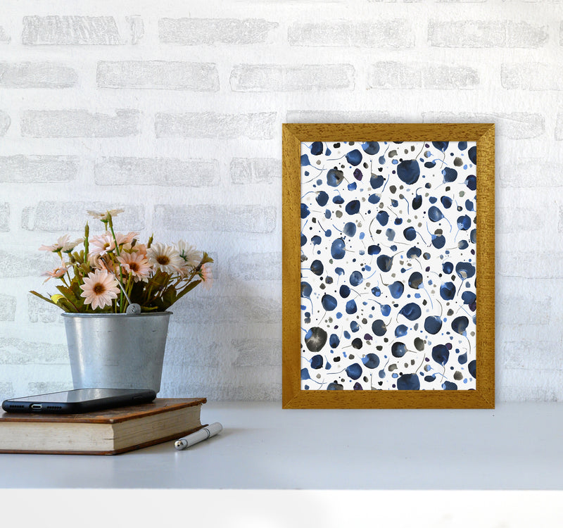 Flying Seeds Blue Abstract Art Print by Ninola Design A4 Print Only