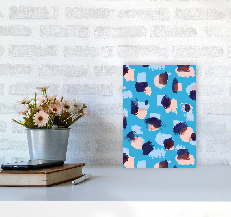 Abstract Stains Blue Abstract Art Print by Ninola Design A4 Black Frame