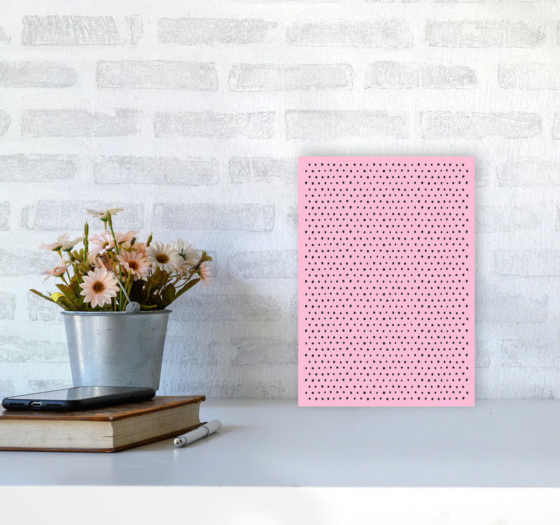 Artsy Dots Pink Abstract Art Print by Ninola Design A4 Black Frame