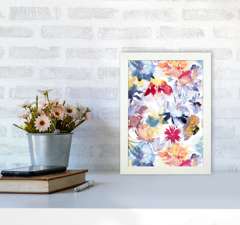 Watercolor Spring Memories Multicolored Abstract Art Print by Ninola Design A4 Oak Frame