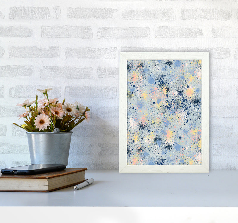 Ink Dust Blue Abstract Art Print by Ninola Design A4 Oak Frame