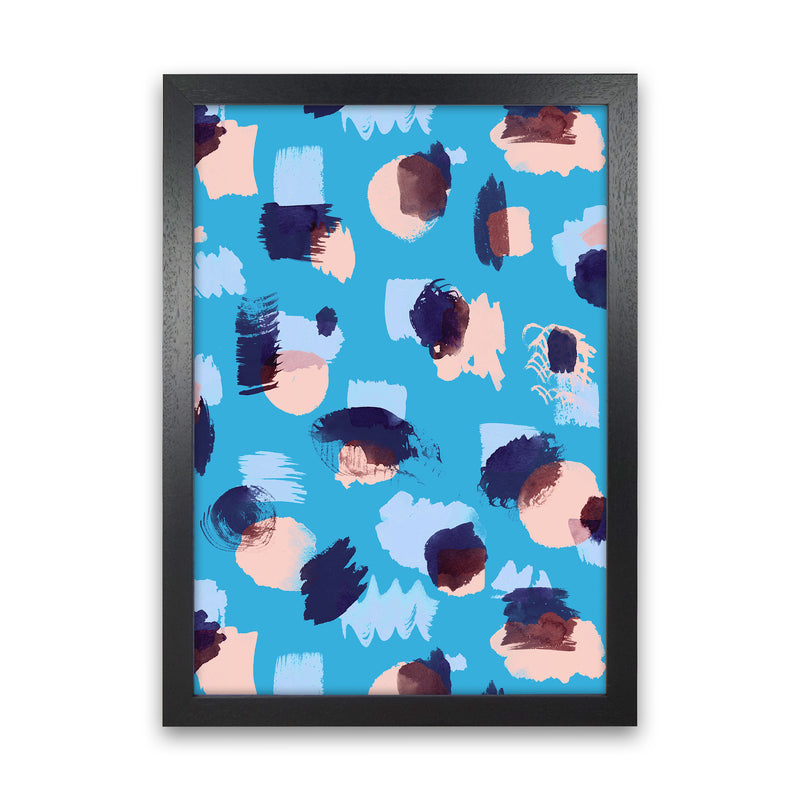Abstract Stains Blue Abstract Art Print by Ninola Design Black Grain