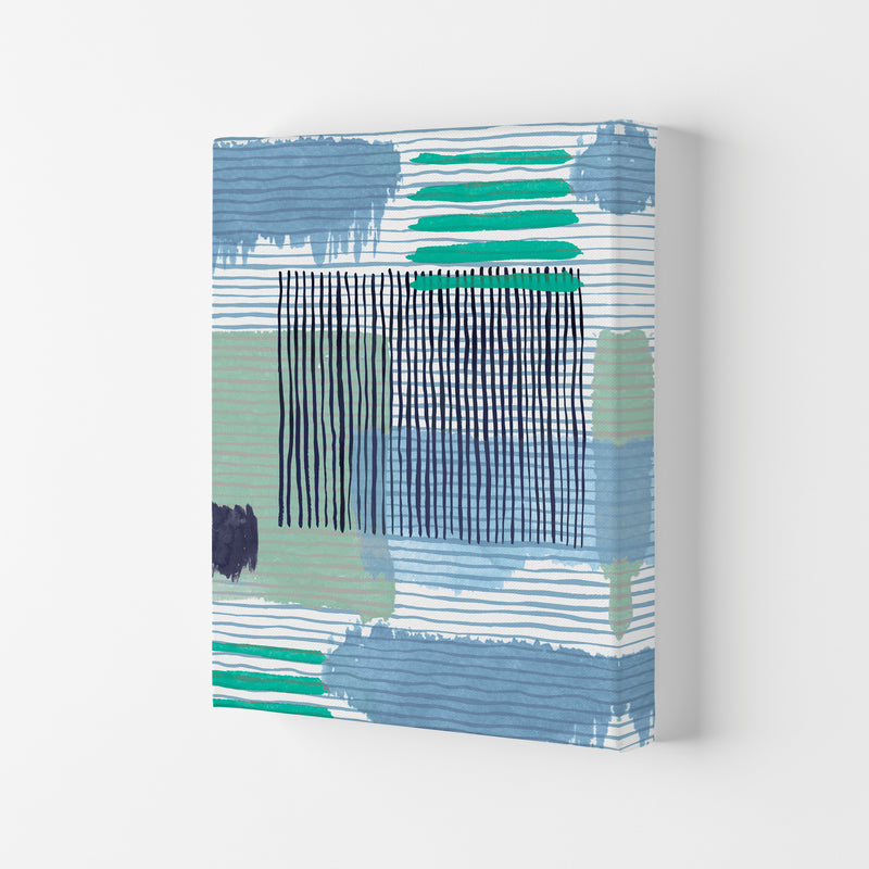 Abstract Striped Geo Green Abstract Art Print by Ninola Design Canvas