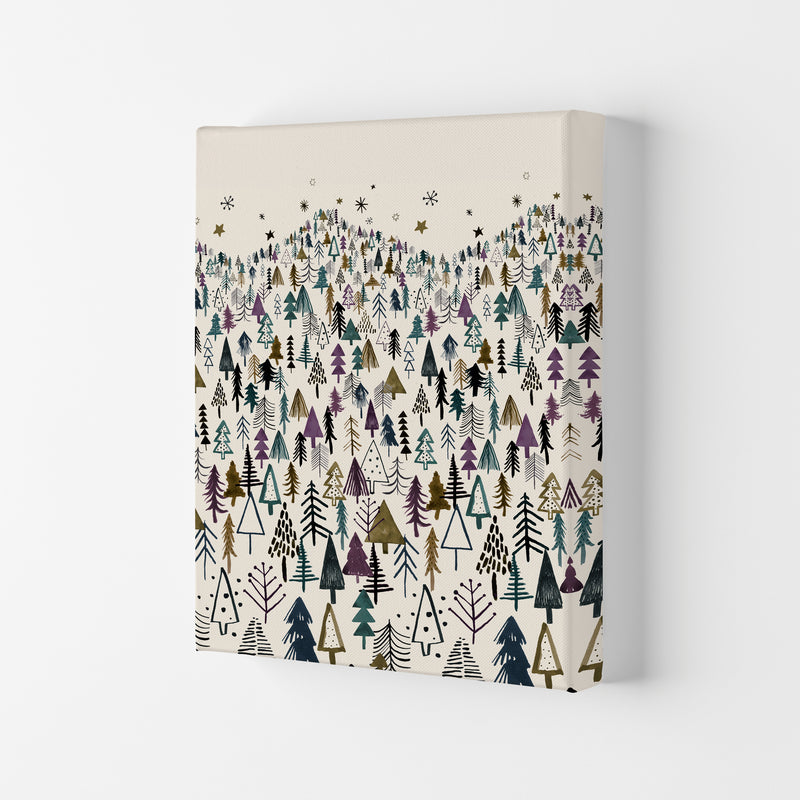 Trees Forest Night Purple Abstract Art Print by Ninola Design Canvas