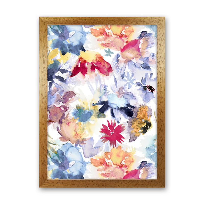 Watercolor Spring Memories Multicolored Abstract Art Print by Ninola Design Oak Grain