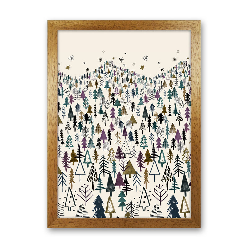 Trees Forest Night Purple Abstract Art Print by Ninola Design Oak Grain