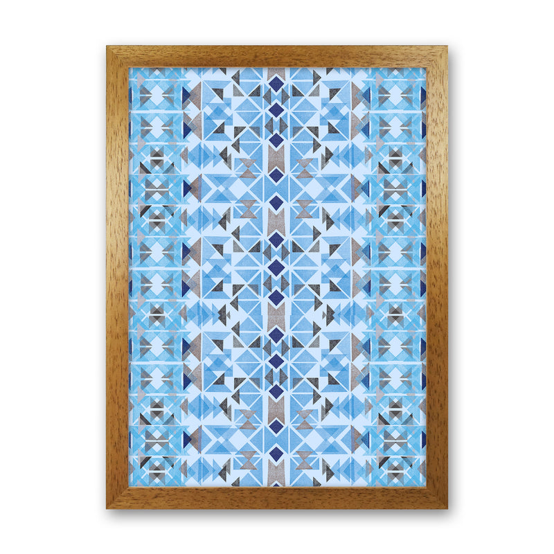 Boho Nomadic Tribal Blue Abstract Art Print by Ninola Design Oak Grain