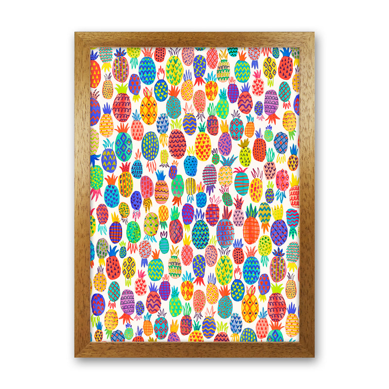 Cute Pineapples Abstract Art Print by Ninola Design Oak Grain