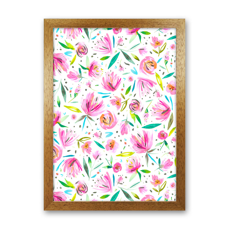 Peonies Pink Abstract Art Print by Ninola Design Oak Grain