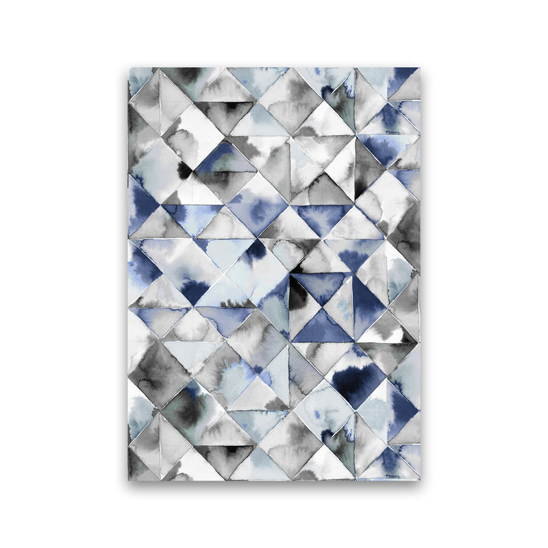 Moody Triangles Cold Blue Abstract Art Print by Ninola Design Print Only
