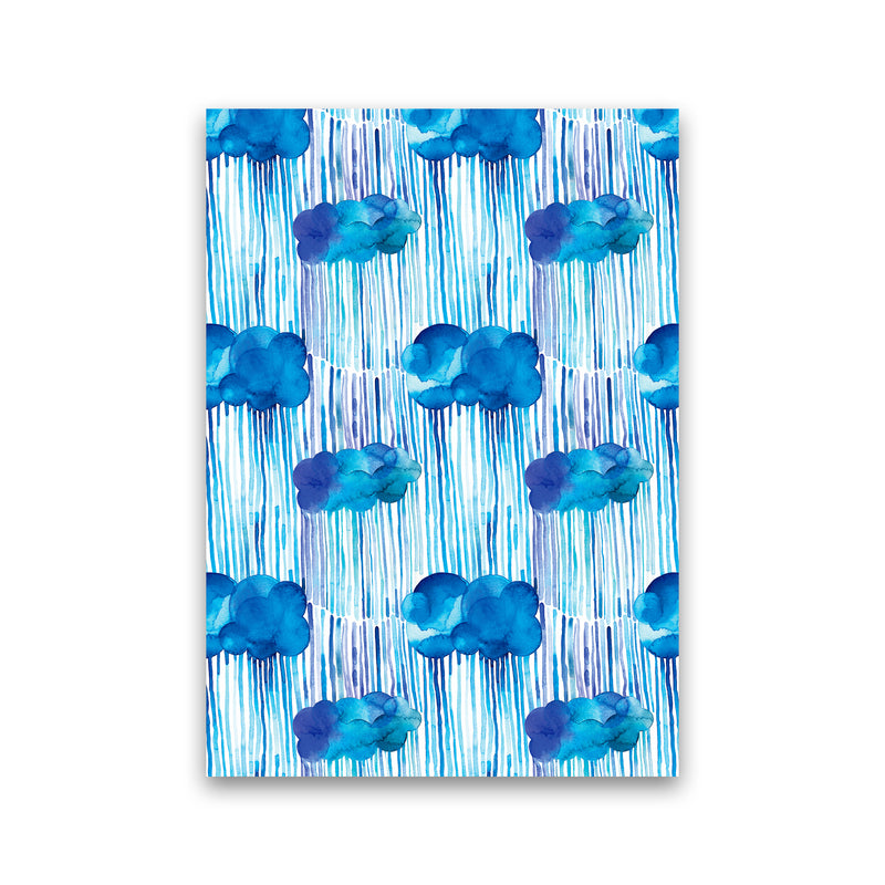 Raining Clouds Blue Abstract Art Print by Ninola Design Print Only