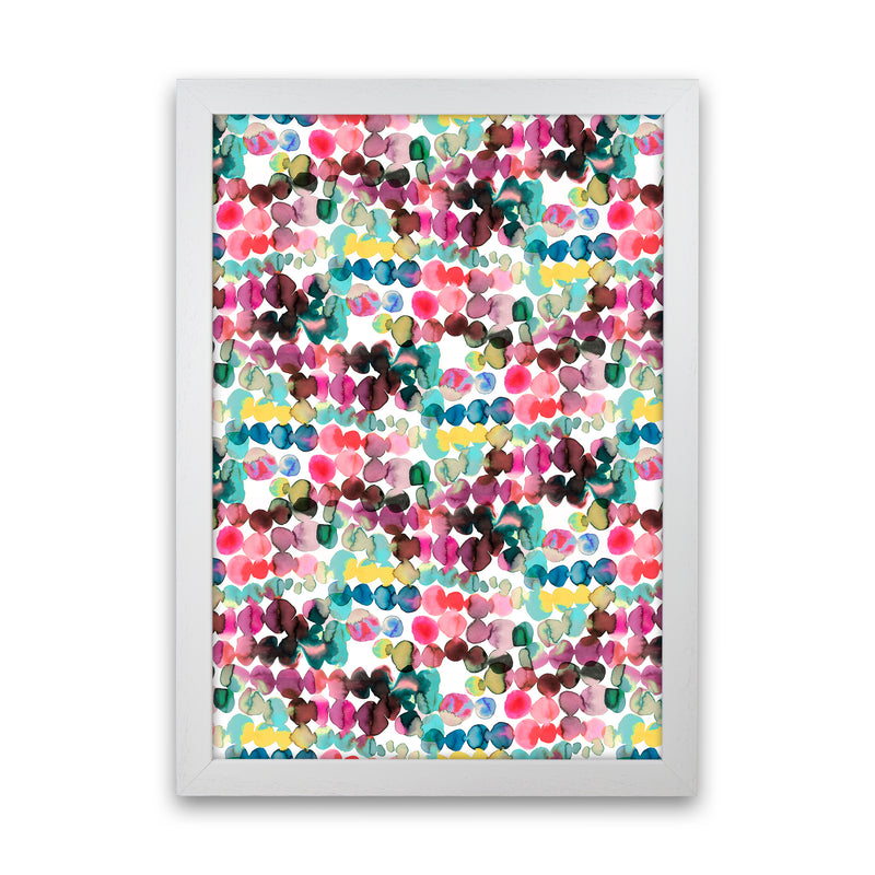 Ink Bleeding Dots Pink Abstract Art Print by Ninola Design White Grain