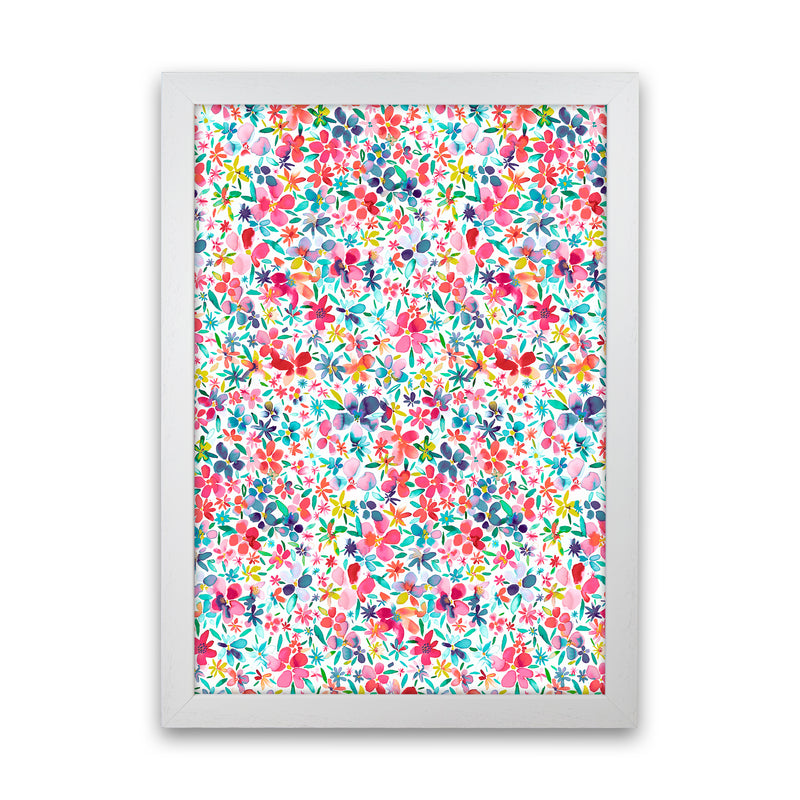 Colorful Petals Abstract Art Print by Ninola Design White Grain