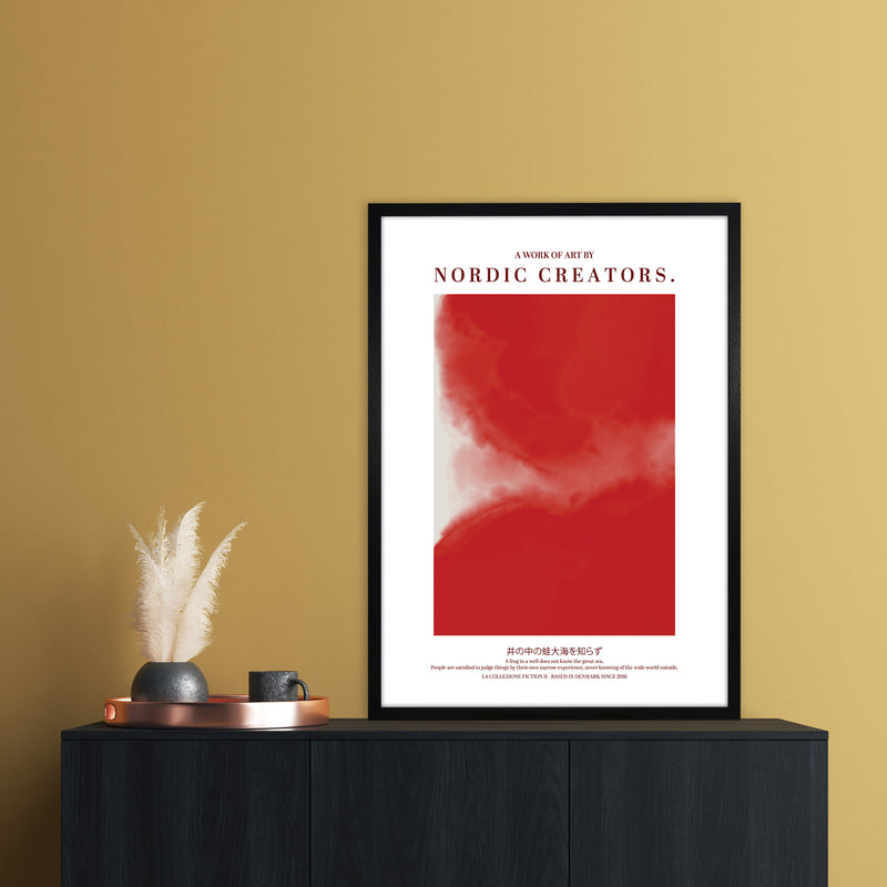 Red Japan Abstract Art Print by Nordic Creators A1 White Frame