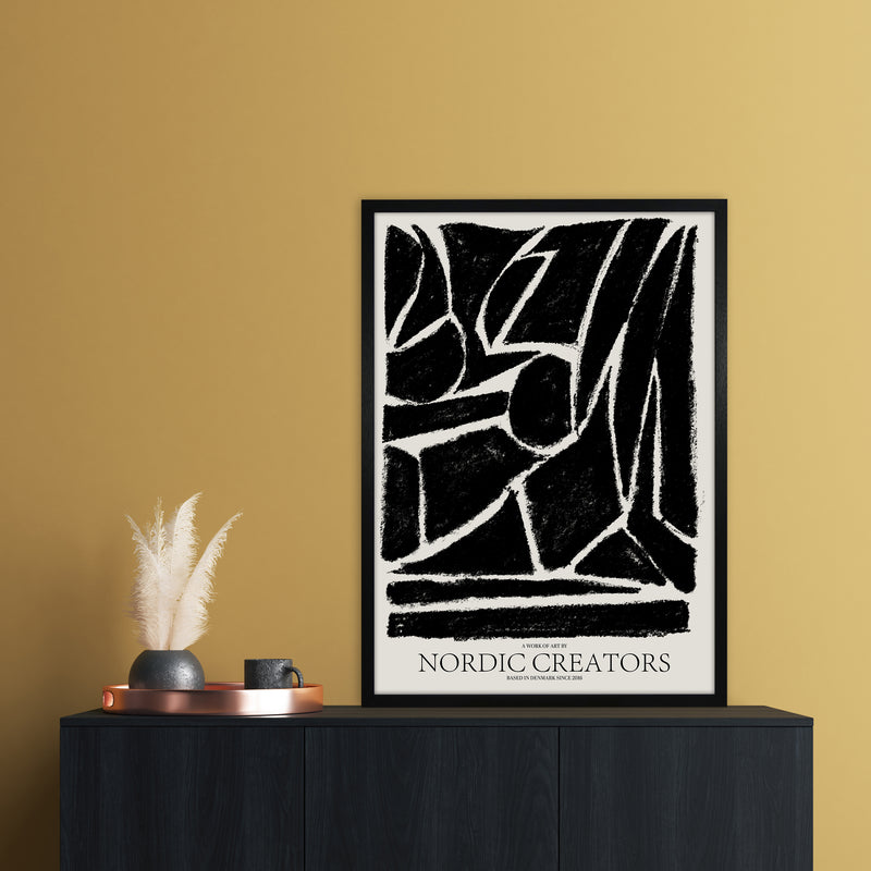 Things Fall Apart - Black Abstract Art Print by Nordic Creators A1 White Frame