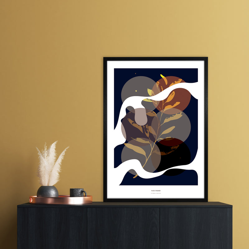 Waves Abstract Art Print by Nordic Creators A1 White Frame