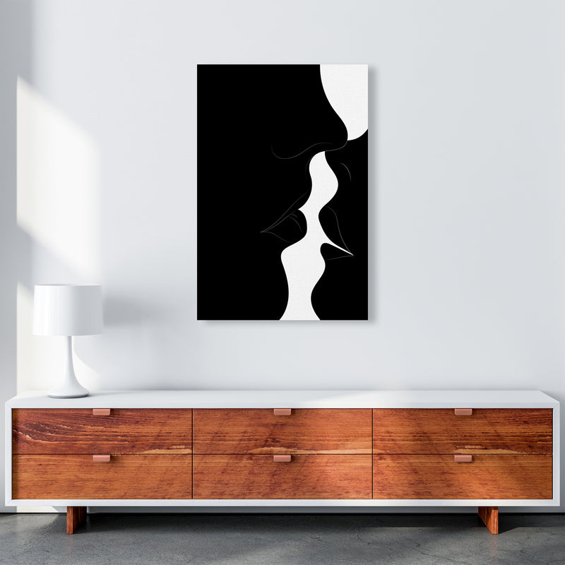 Just a little kiss black Abstract Art Print by Nordic Creators A1 Canvas