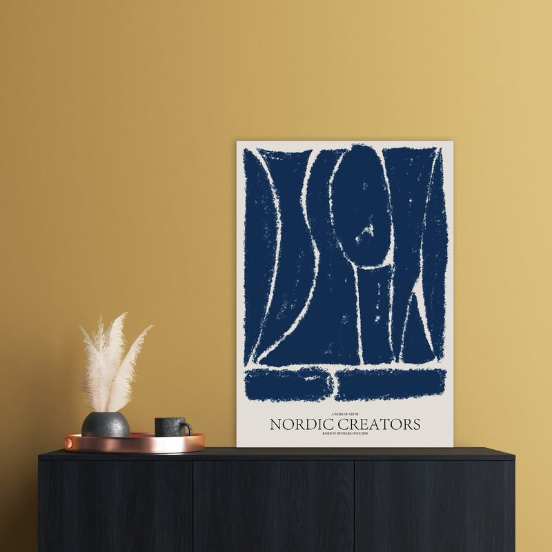 Things Fall Apart - Blue Abstract Art Print by Nordic Creators A1 Black Frame