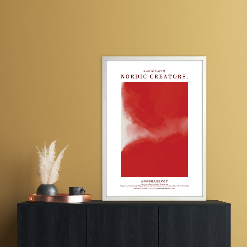 Red Japan Abstract Art Print by Nordic Creators A1 Oak Frame