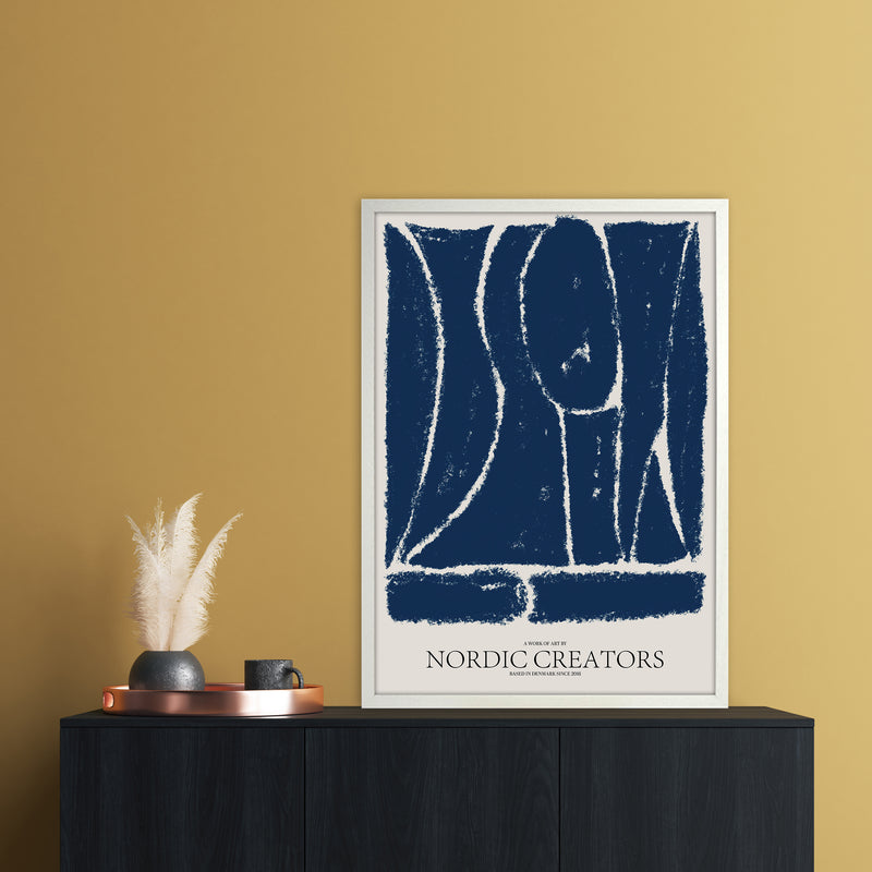 Things Fall Apart - Blue Abstract Art Print by Nordic Creators A1 Oak Frame