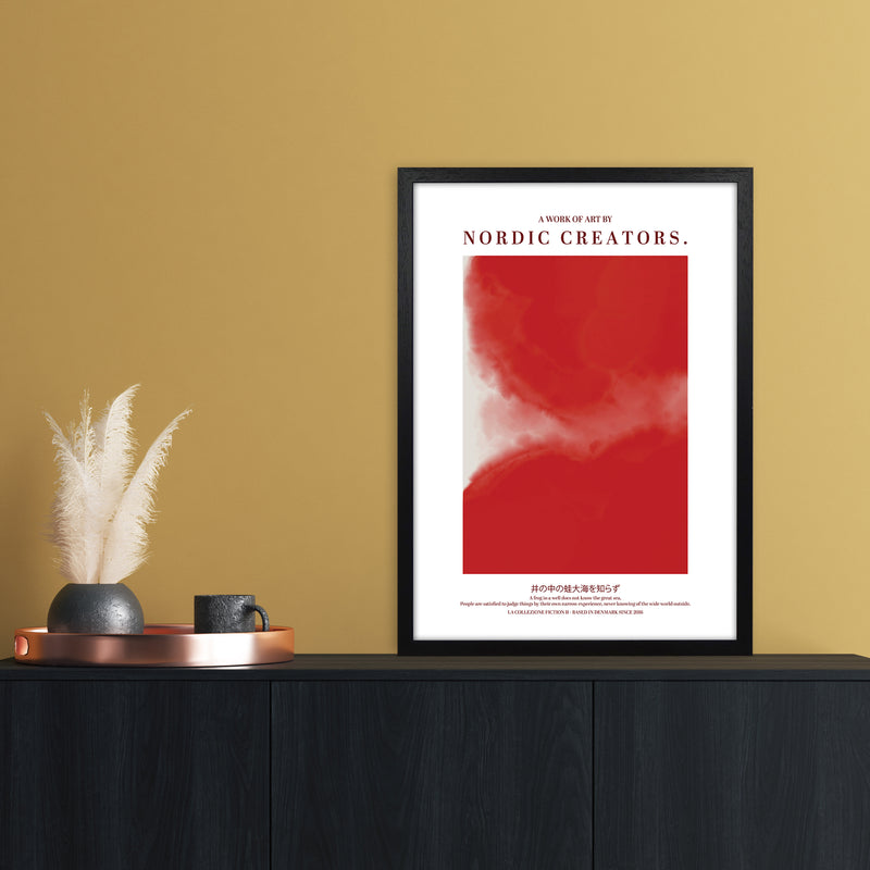 Red Japan Abstract Art Print by Nordic Creators A2 White Frame