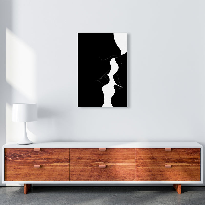 Just a little kiss black Abstract Art Print by Nordic Creators A2 Canvas
