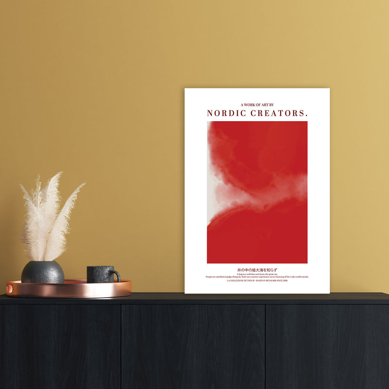 Red Japan Abstract Art Print by Nordic Creators A2 Black Frame