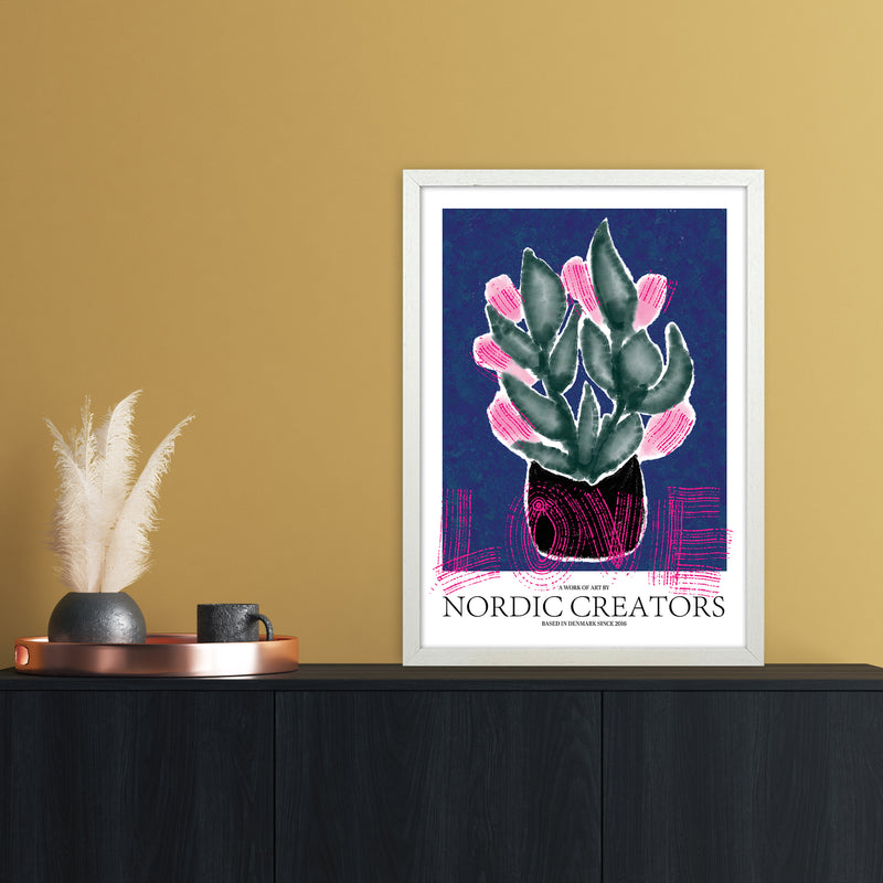Flowers Love Abstract Art Print by Nordic Creators A2 Oak Frame