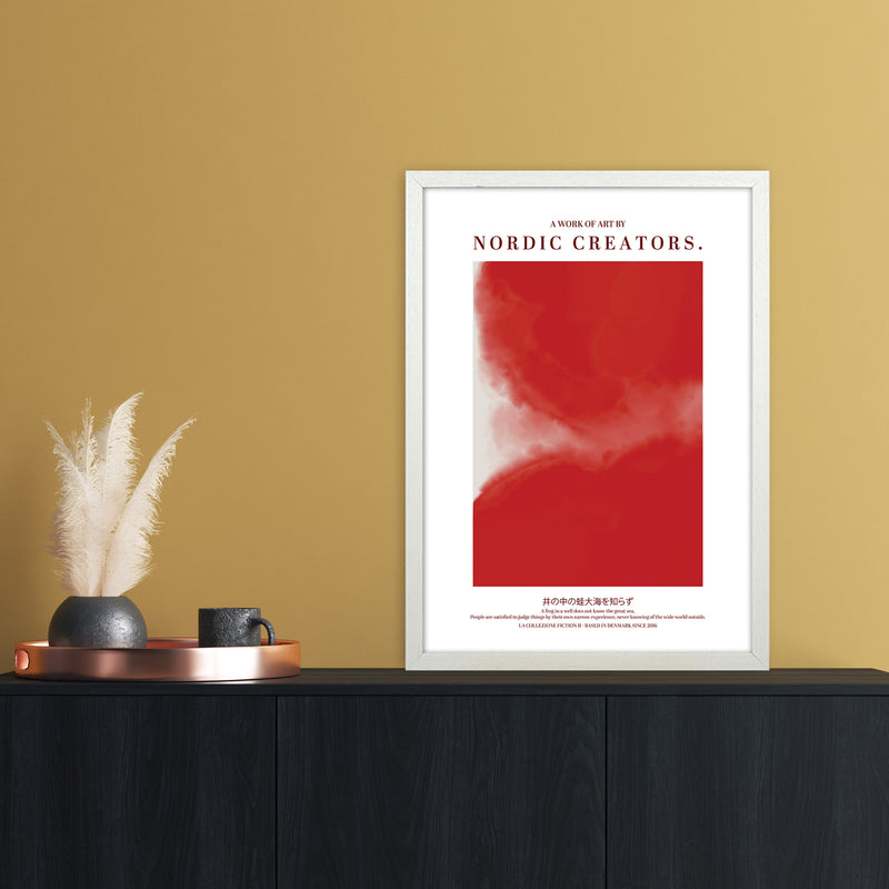 Red Japan Abstract Art Print by Nordic Creators A2 Oak Frame