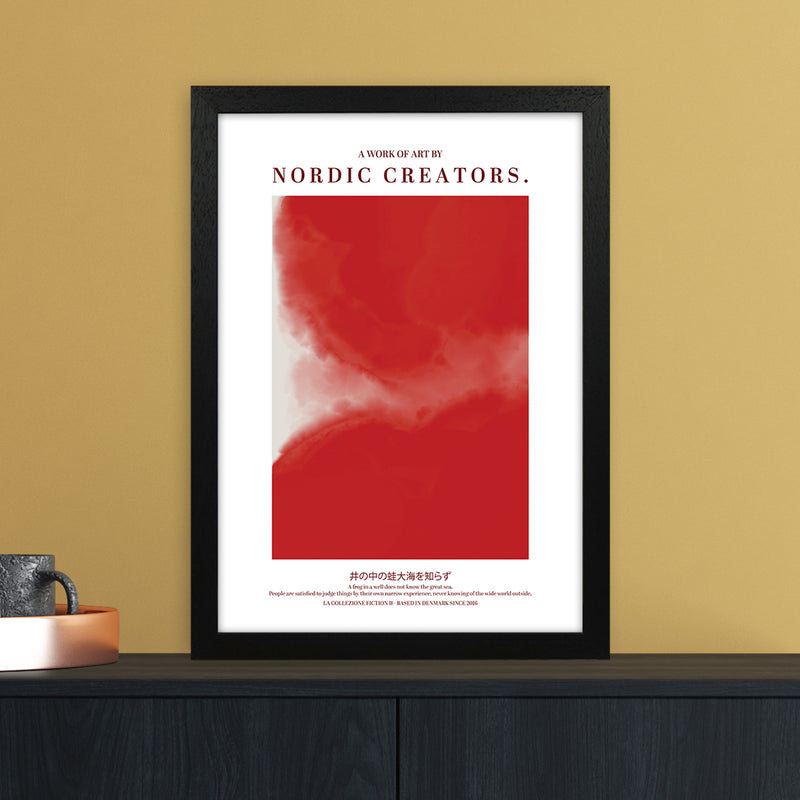 Red Japan Abstract Art Print by Nordic Creators A3 White Frame