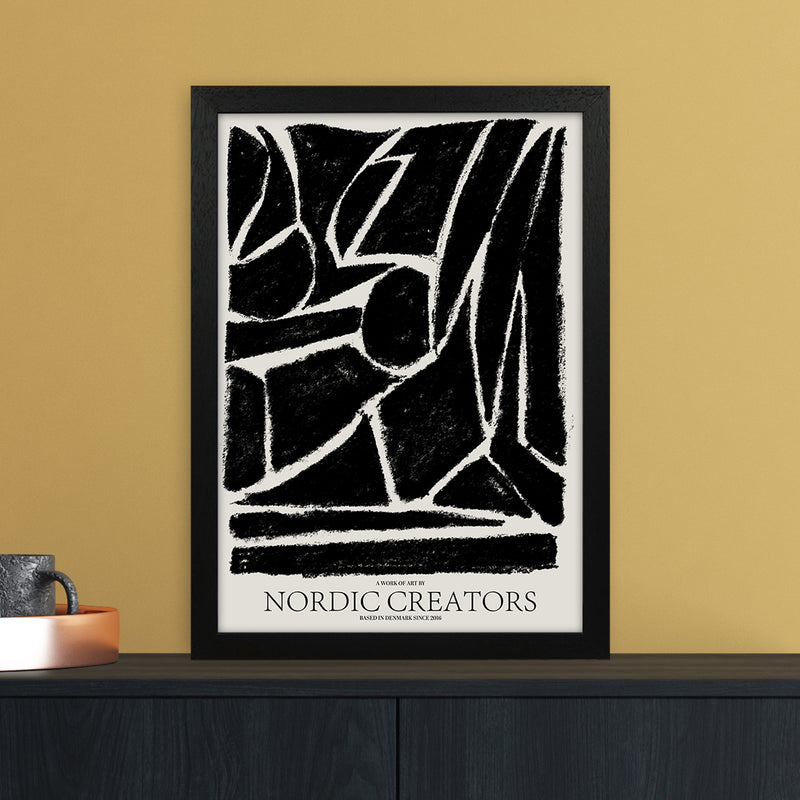 Things Fall Apart - Black Abstract Art Print by Nordic Creators A3 White Frame