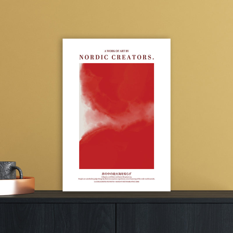 Red Japan Abstract Art Print by Nordic Creators A3 Black Frame