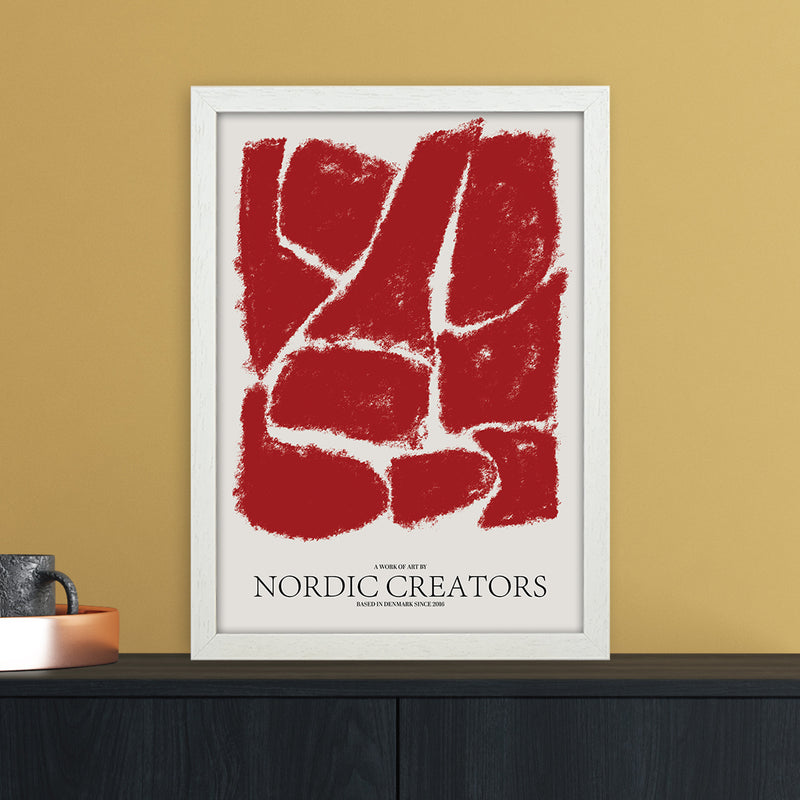Things Fall Apart - Red Abstract Art Print by Nordic Creators A3 Oak Frame