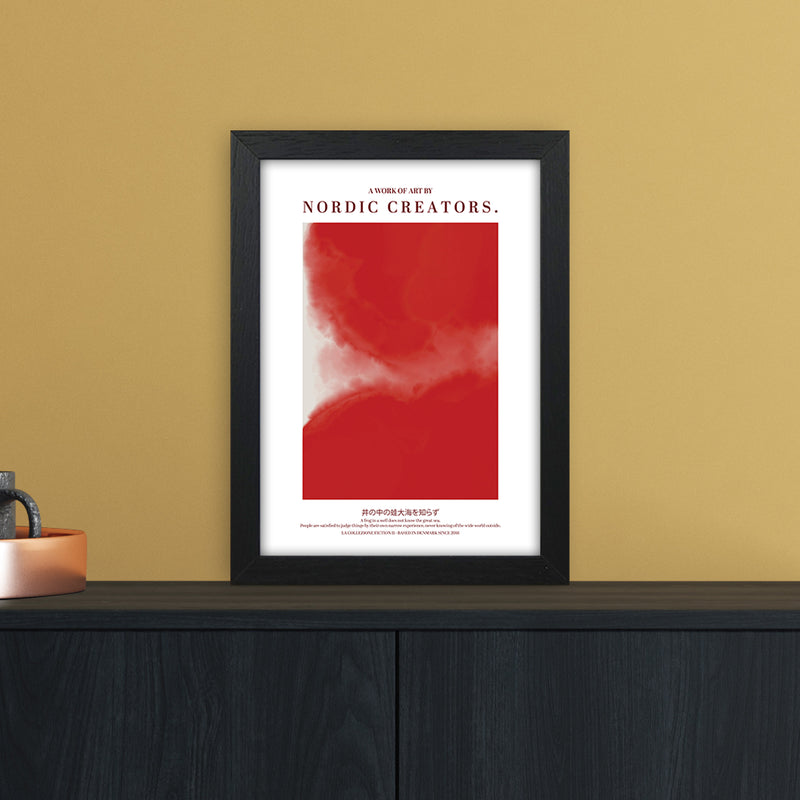 Red Japan Abstract Art Print by Nordic Creators A4 White Frame