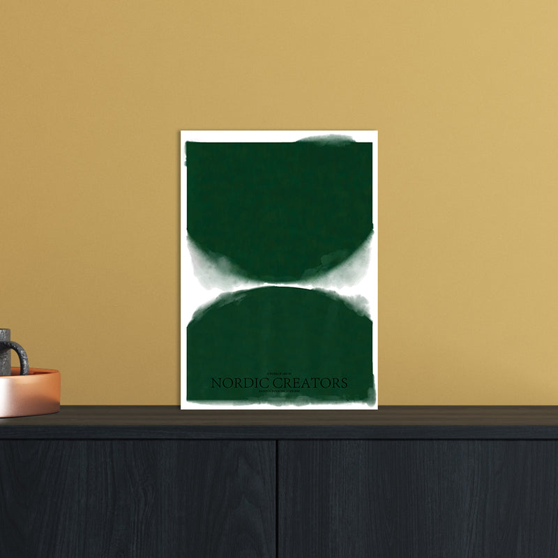 Green Abstract Art Print by Nordic Creators A4 Black Frame