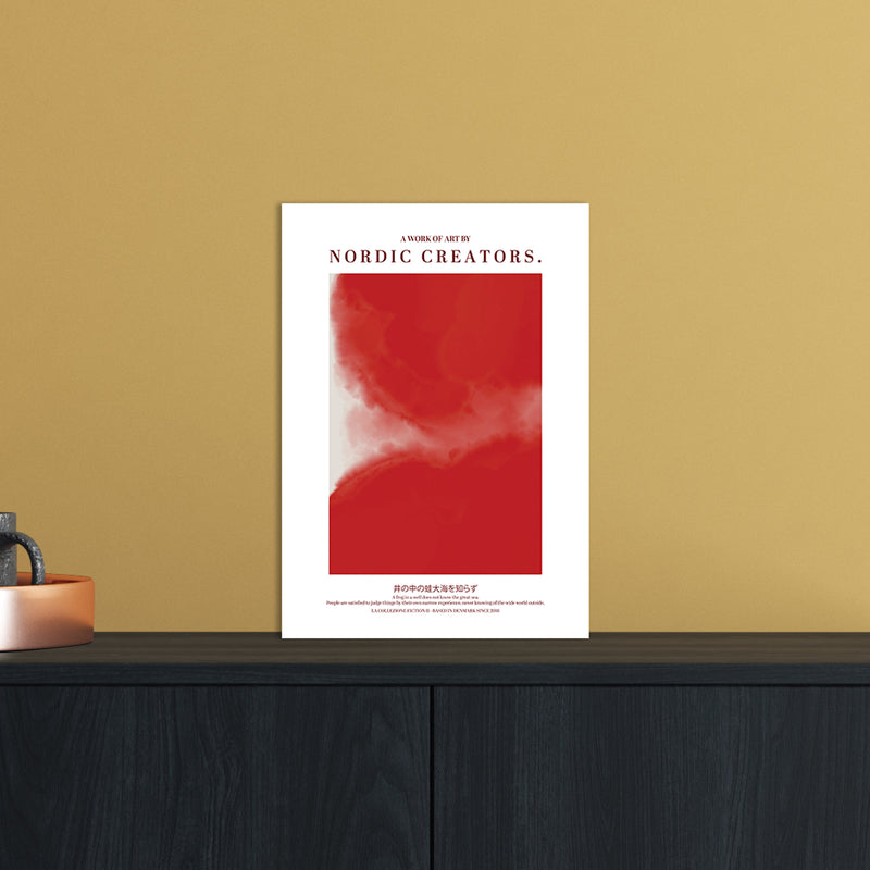 Red Japan Abstract Art Print by Nordic Creators A4 Black Frame