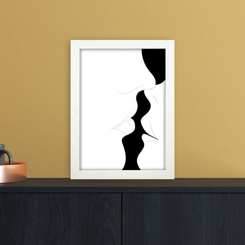 Just a little kiss white Abstract Art Print by Nordic Creators A4 Oak Frame