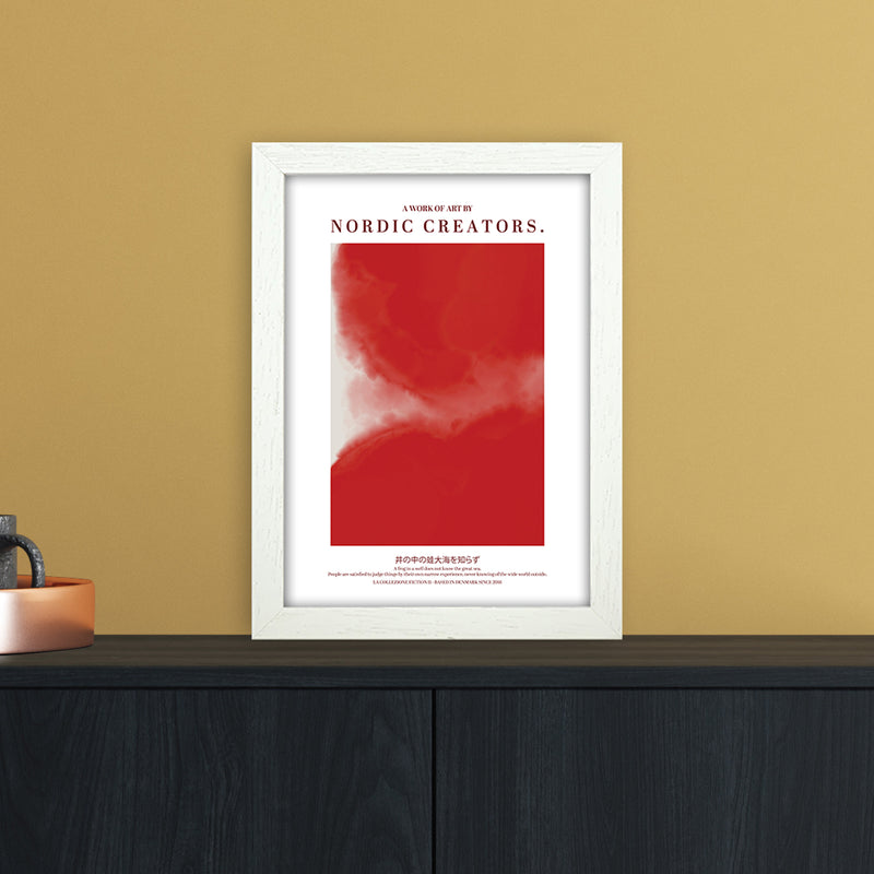 Red Japan Abstract Art Print by Nordic Creators A4 Oak Frame
