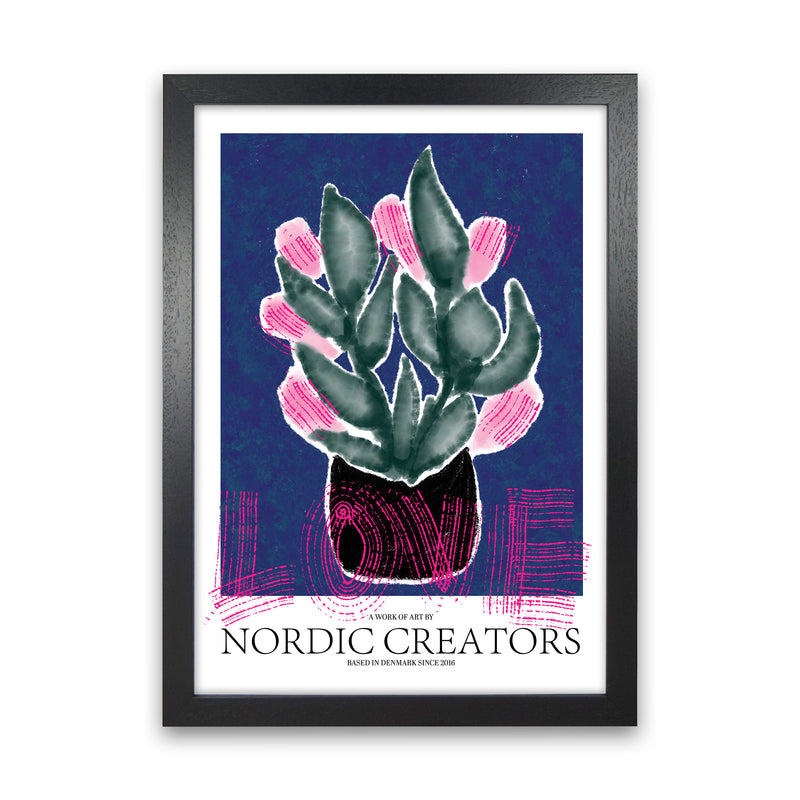 Flowers Love Abstract Art Print by Nordic Creators Black Grain