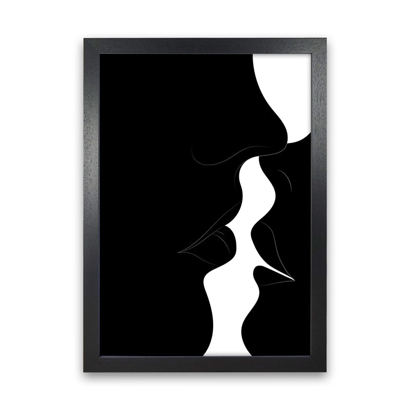 Just a little kiss black Abstract Art Print by Nordic Creators Black Grain